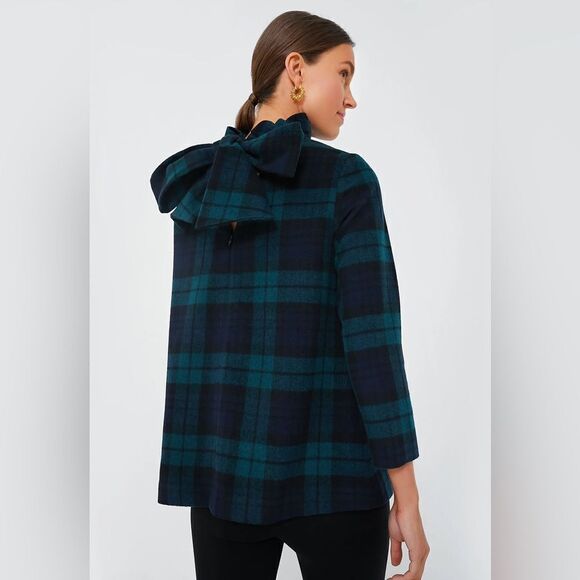 Tuckernuck Blackwatch Plaid Faye Bow Blouse NWT - Picture 2 of 11